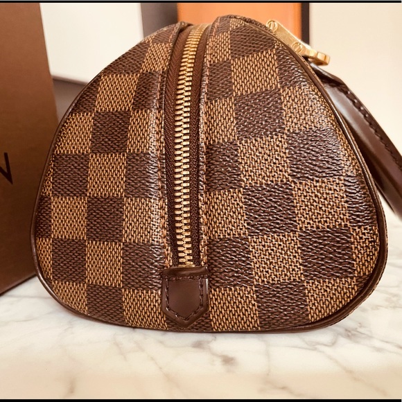 đź’ŻAUTHENTIC LOUIS VUITTON RIVERA MINI HAND BAG PURSE DAMIER EBENE - Picture 8 of 16